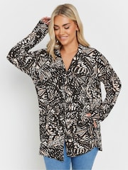 Yours Curve Black Abstract Jersey Shirt - Image 1 of 5