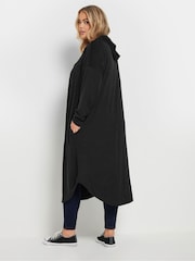 Yours Curve Grey Button Hooded Maxi Jacket - Image 2 of 5