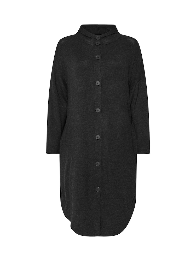 Yours Curve Grey Button Hooded Maxi Jacket - Image 5 of 5