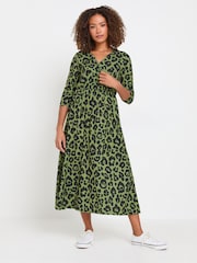 M&Co Green Animal Long Sleeve Jersey Dress - Image 2 of 5