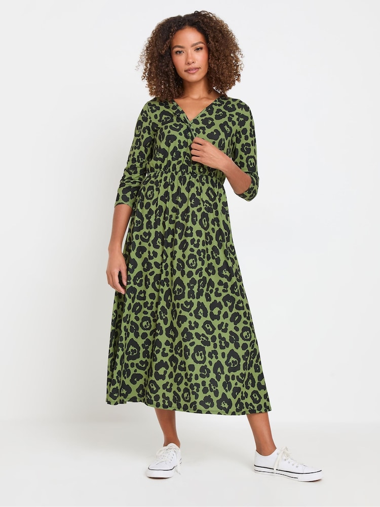 M&Co Green Animal Long Sleeve Jersey Dress - Image 2 of 5