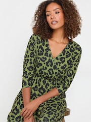 M&Co Green Animal Long Sleeve Jersey Dress - Image 4 of 5