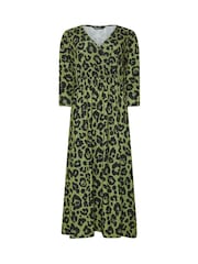 M&Co Green Animal Long Sleeve Jersey Dress - Image 5 of 5