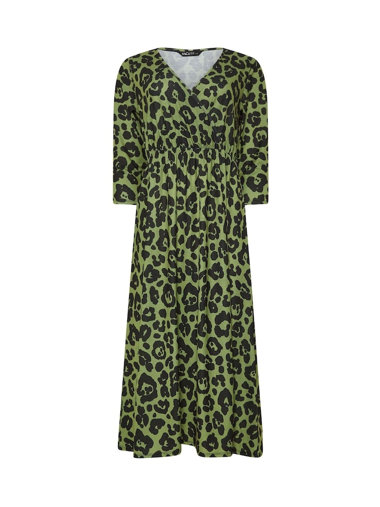 M&Co Green Animal Long Sleeve Jersey Dress - Image 5 of 5
