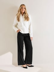 Long Tall Sally White Boucle Zip Through Bomber Jacket - Image 2 of 6