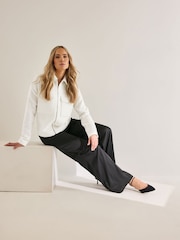 Long Tall Sally White Boucle Zip Through Bomber Jacket - Image 4 of 6