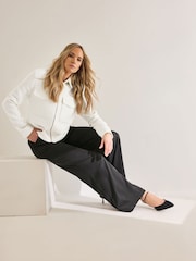 Long Tall Sally White Boucle Zip Through Bomber Jacket - Image 5 of 6