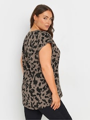 Yours Curve Brown Grown On Sleeve 100% Cotton Top - Image 3 of 5