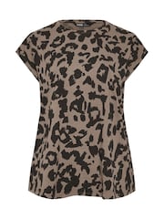 Yours Curve Brown Grown On Sleeve 100% Cotton Top - Image 5 of 5