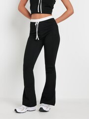 PixieGirl Petite Black Flare Contrast Band Leggings - Image 2 of 5