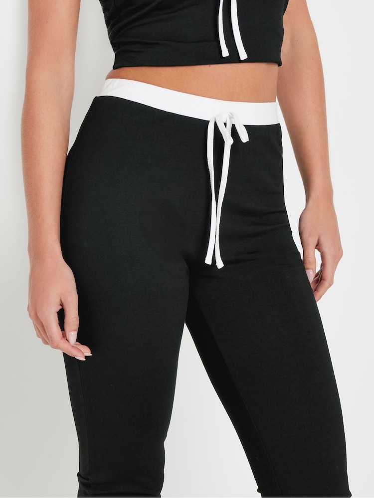 PixieGirl Petite Black Flare Contrast Band Leggings - Image 4 of 5