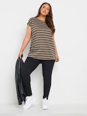 Yours Curve Brown Chrome Grown On Sleeve 100% Cotton Top - Image 2 of 5
