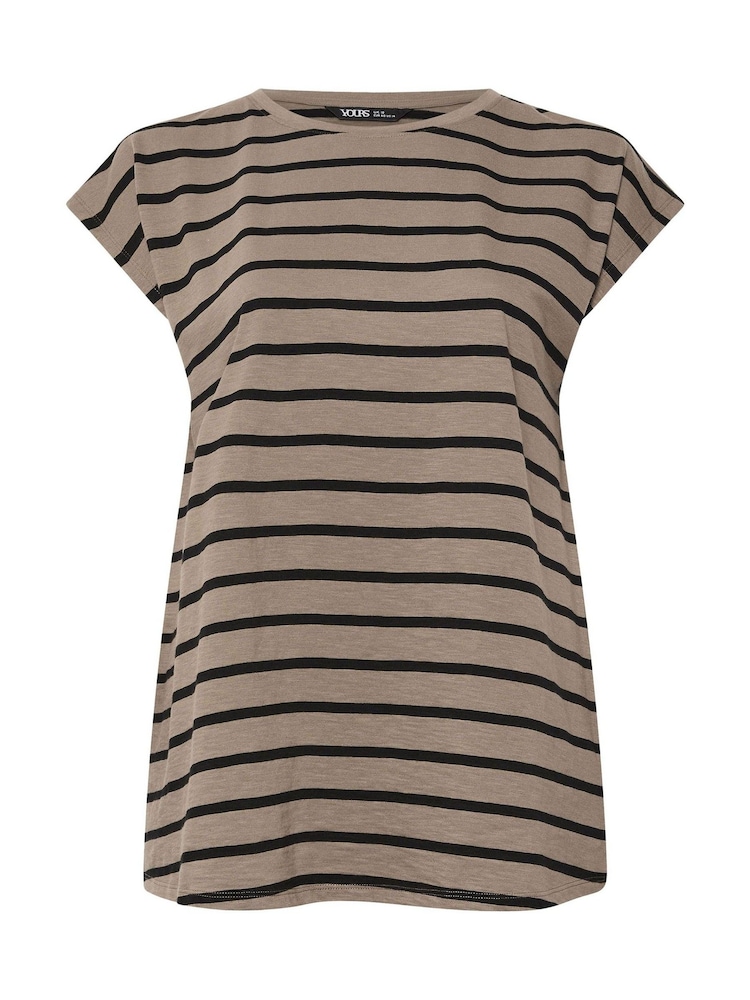 Yours Curve Brown Chrome Grown On Sleeve 100% Cotton Top - Image 5 of 5