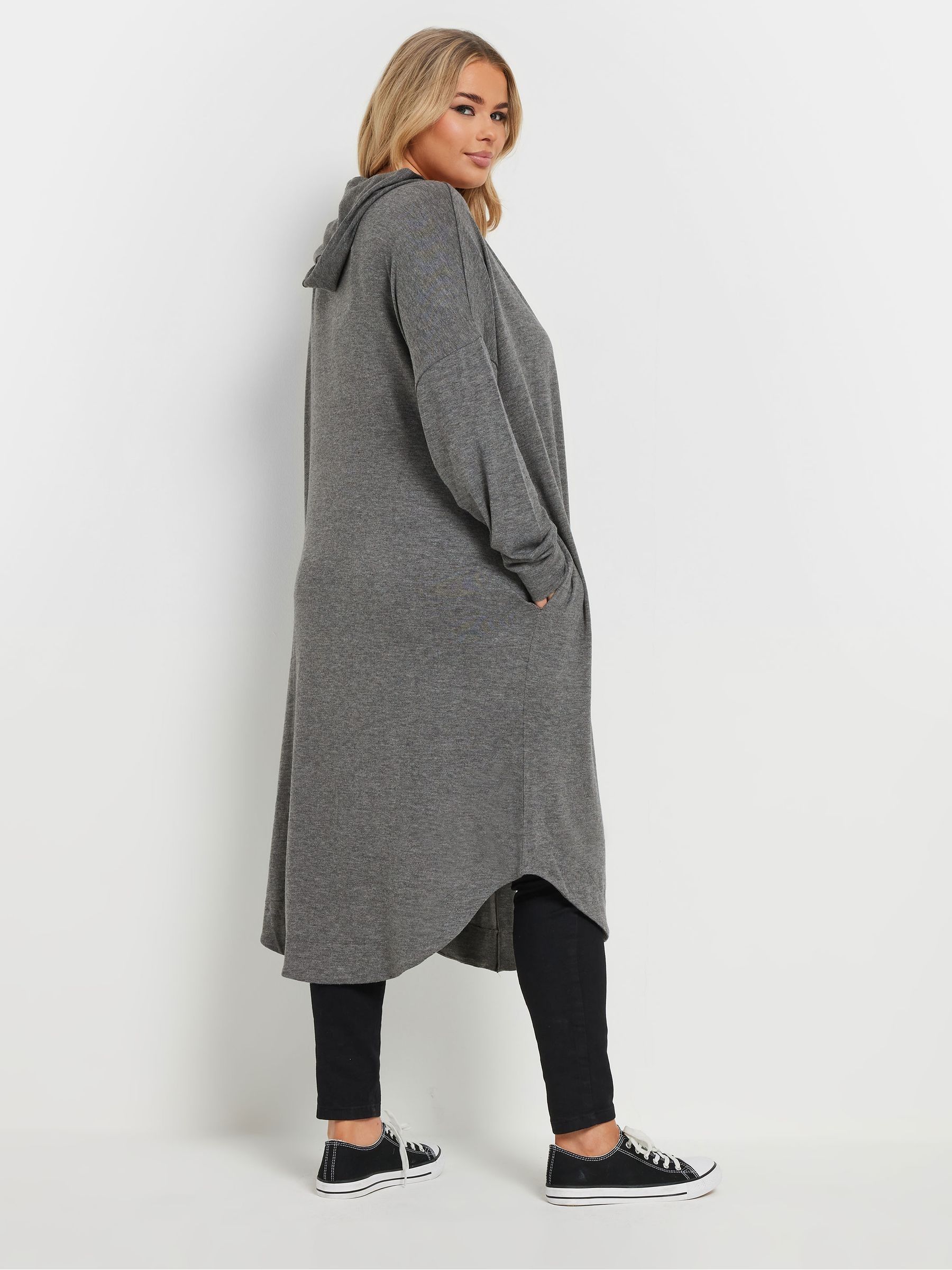 Buy Yours Curve Light Grey Button Hooded Maxi Jacket from Next Netherlands