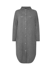 Yours Curve Light Grey Button Hooded Maxi Jacket - Image 5 of 5