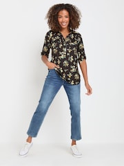 M&Co Black Half Placket Floral Blouse - Image 2 of 5