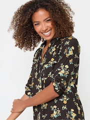 M&Co Black Half Placket Floral Blouse - Image 3 of 5