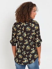 M&Co Black Half Placket Floral Blouse - Image 4 of 5