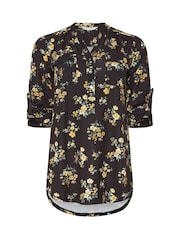 M&Co Black Half Placket Floral Blouse - Image 5 of 5