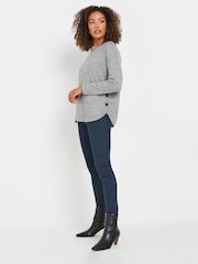 M&Co Grey Long Sleeve Button Trim Jumper - Image 2 of 4