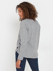 M&Co Grey Long Sleeve Button Trim Jumper - Image 3 of 4