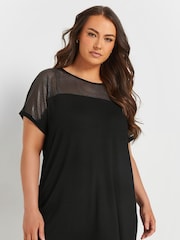 Yours Curve Black Mesh Yoke Top - Image 1 of 5