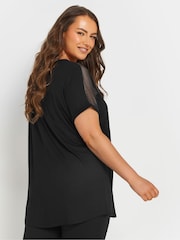 Yours Curve Black Mesh Yoke Top - Image 3 of 5
