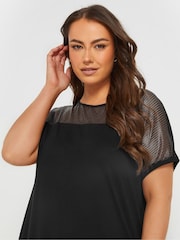 Yours Curve Black Mesh Yoke Top - Image 4 of 5