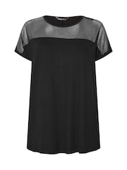 Yours Curve Black Mesh Yoke Top - Image 5 of 5