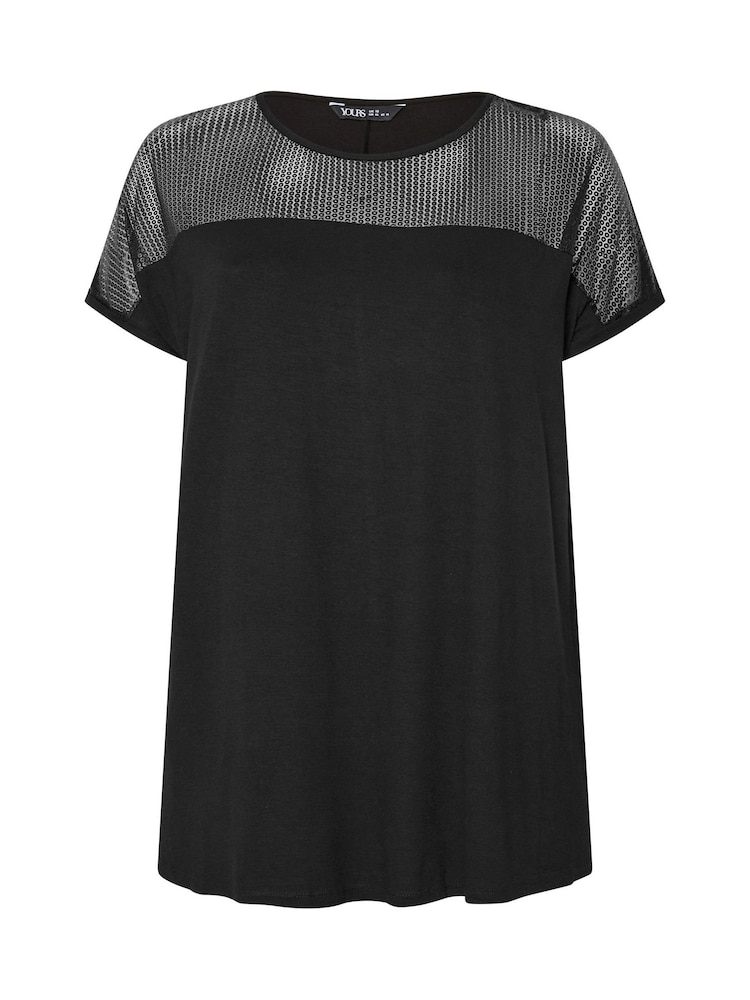 Yours Curve Black Mesh Yoke Top - Image 5 of 5