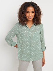 M&Co Green 100% Cotton Dobby Long Sleeve Shirt - Image 1 of 5