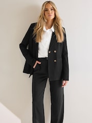 Long Tall Sally Black Double Breasted Jacket - Image 4 of 6