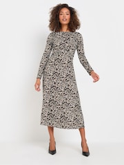 M&Co Brown Animal Print Twist Front Dress - Image 1 of 5