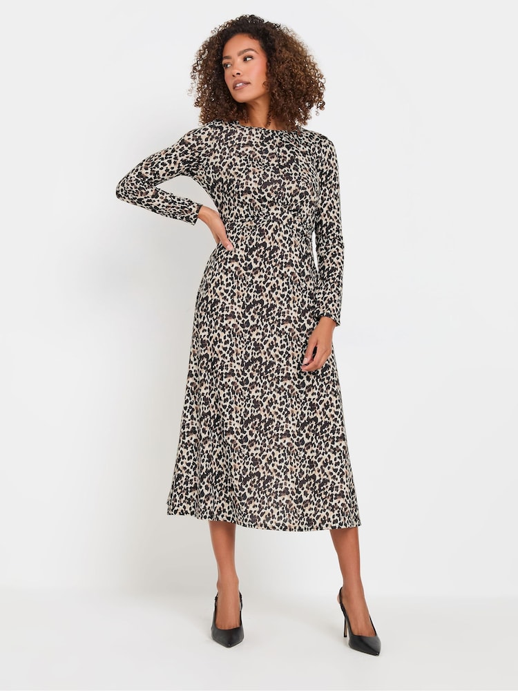 M&Co Brown Animal Print Twist Front Dress - Image 2 of 5