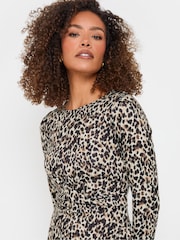 M&Co Brown Animal Print Twist Front Dress - Image 4 of 5
