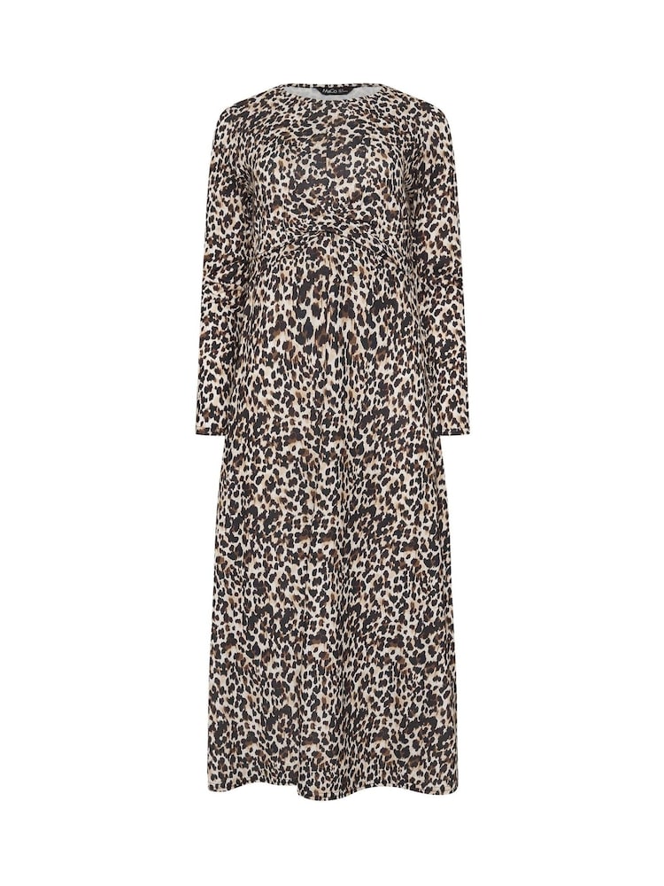 M&Co Brown Animal Print Twist Front Dress - Image 5 of 5