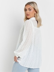 Yours Curve White Embroidered Long Sleeve Shirt - Image 8 of 10