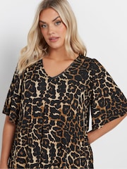 Yours Curve Top com estampa de leopardo e pregas na frente - Imagem 4 de 5