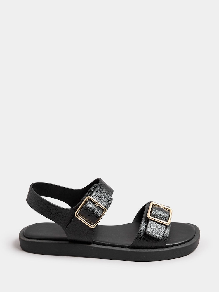 Yours Curve Black Extra Wide Fit Extra-Wide Fit Buckle Chunky Sandals - Image 1 of 5