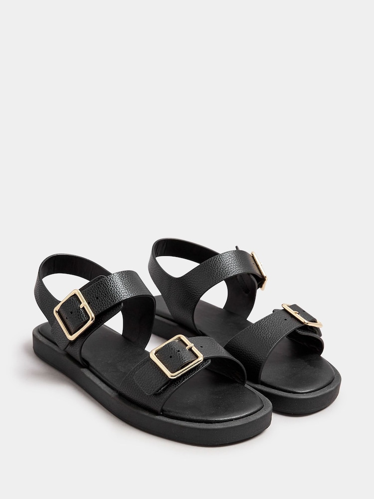 Yours Curve Black Extra Wide Fit Extra-Wide Fit Buckle Chunky Sandals - Image 2 of 5
