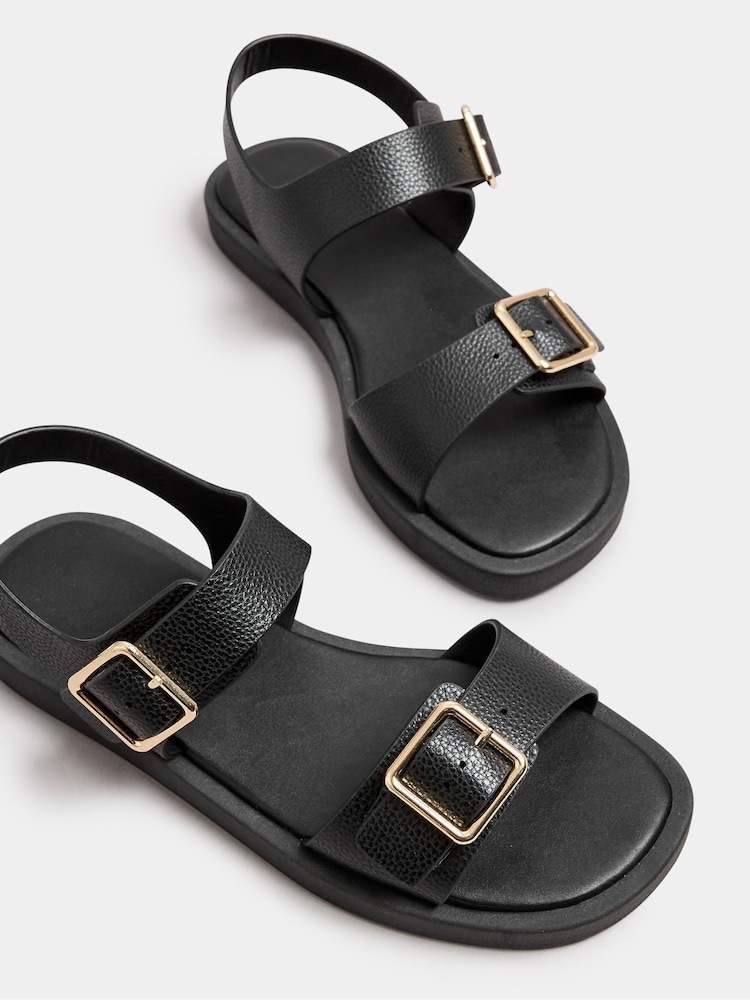 Yours Curve Black Extra Wide Fit Extra-Wide Fit Buckle Chunky Sandals - Image 3 of 5