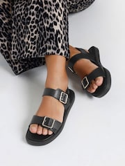 Yours Curve Black Extra Wide Fit Extra-Wide Fit Buckle Chunky Sandals - Image 5 of 5