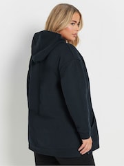 Yours Curve Blue Drawstring Detail 100% Cotton Hoodie - Image 3 of 5
