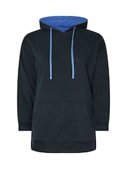 Yours Curve Blue Drawstring Detail 100% Cotton Hoodie - Image 5 of 5
