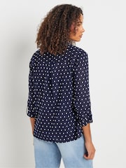M&Co Blue 100% Cotton Dobby Long Sleeve Shirt - Image 3 of 5