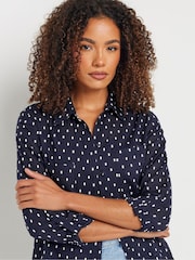M&Co Blue 100% Cotton Dobby Long Sleeve Shirt - Image 4 of 5