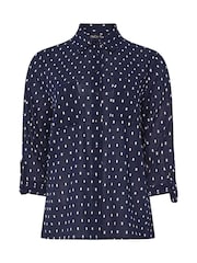 M&Co Blue 100% Cotton Dobby Long Sleeve Shirt - Image 5 of 5
