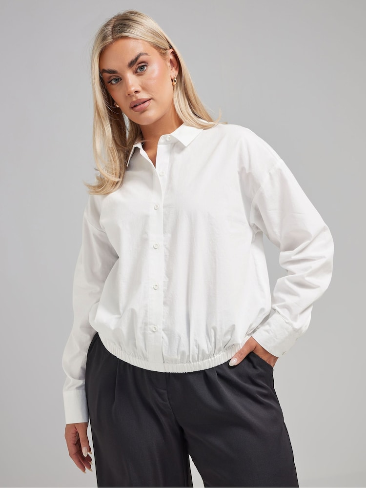 Yours Curve White Limited Elastic Waist Shirt - Image 1 of 5