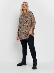 Yours Curve Natural Leopard Print Jersey Top - Image 2 of 5