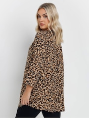 Yours Curve Natural Leopard Print Jersey Top - Image 3 of 5